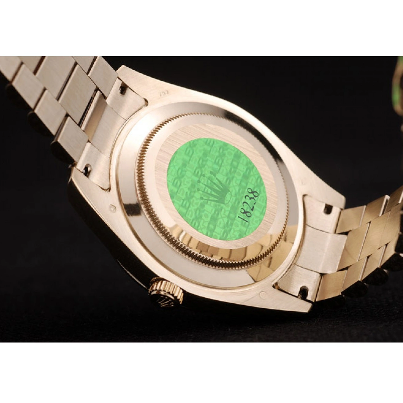 Aaa replica watch Swiss Gold Gold Ribbed DayDate Dial 41997 Rolex Stainless Steel Bezel 1028